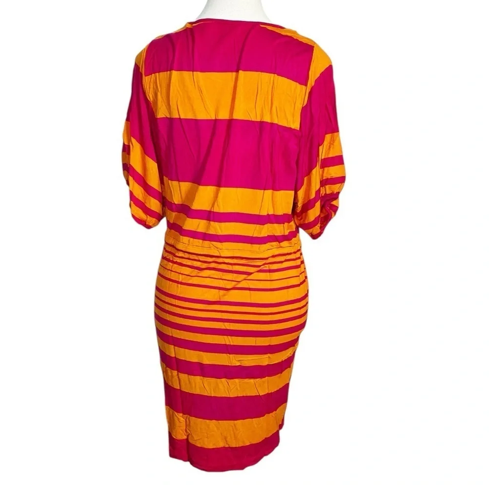 Calvin‎ Klein Striped Pink Orange Drawstring Waist Casual Dress - Picture 2 of 15